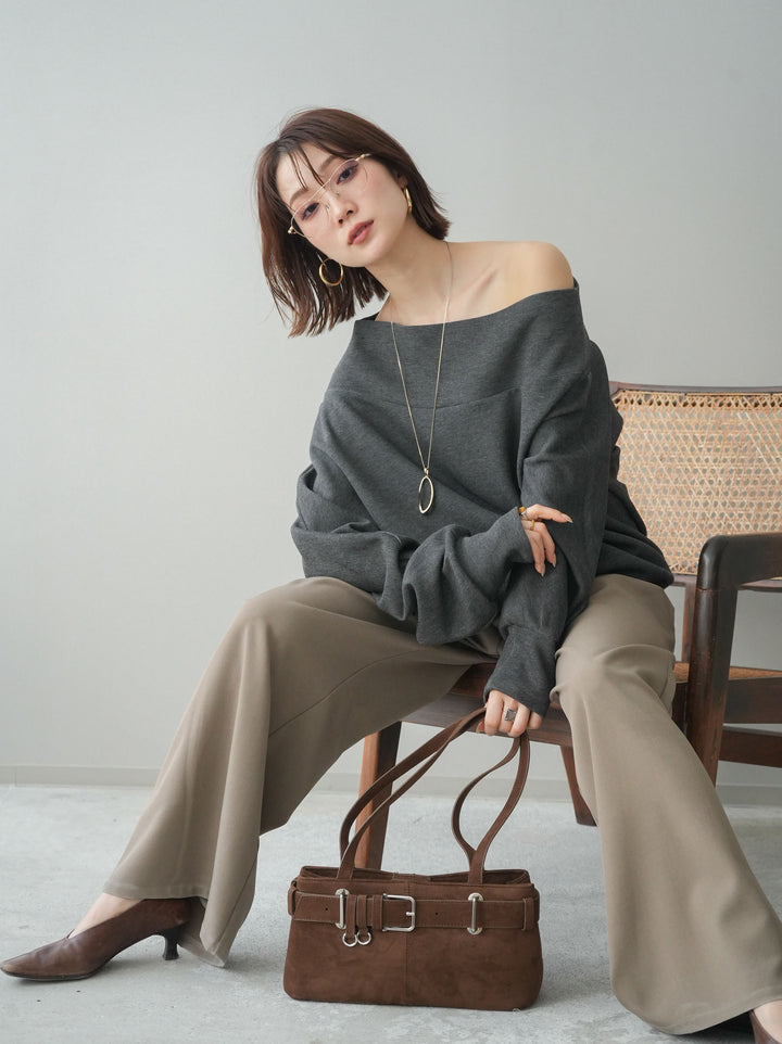 [SET]アシンメトリーオフショルポンチプルオーバー+選べるアクセセット(2set)