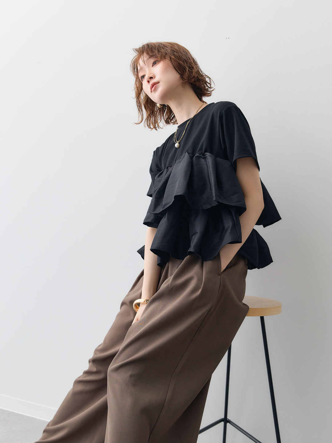 [SET]フリルティアードTEE+選べるアクセセット(2set)