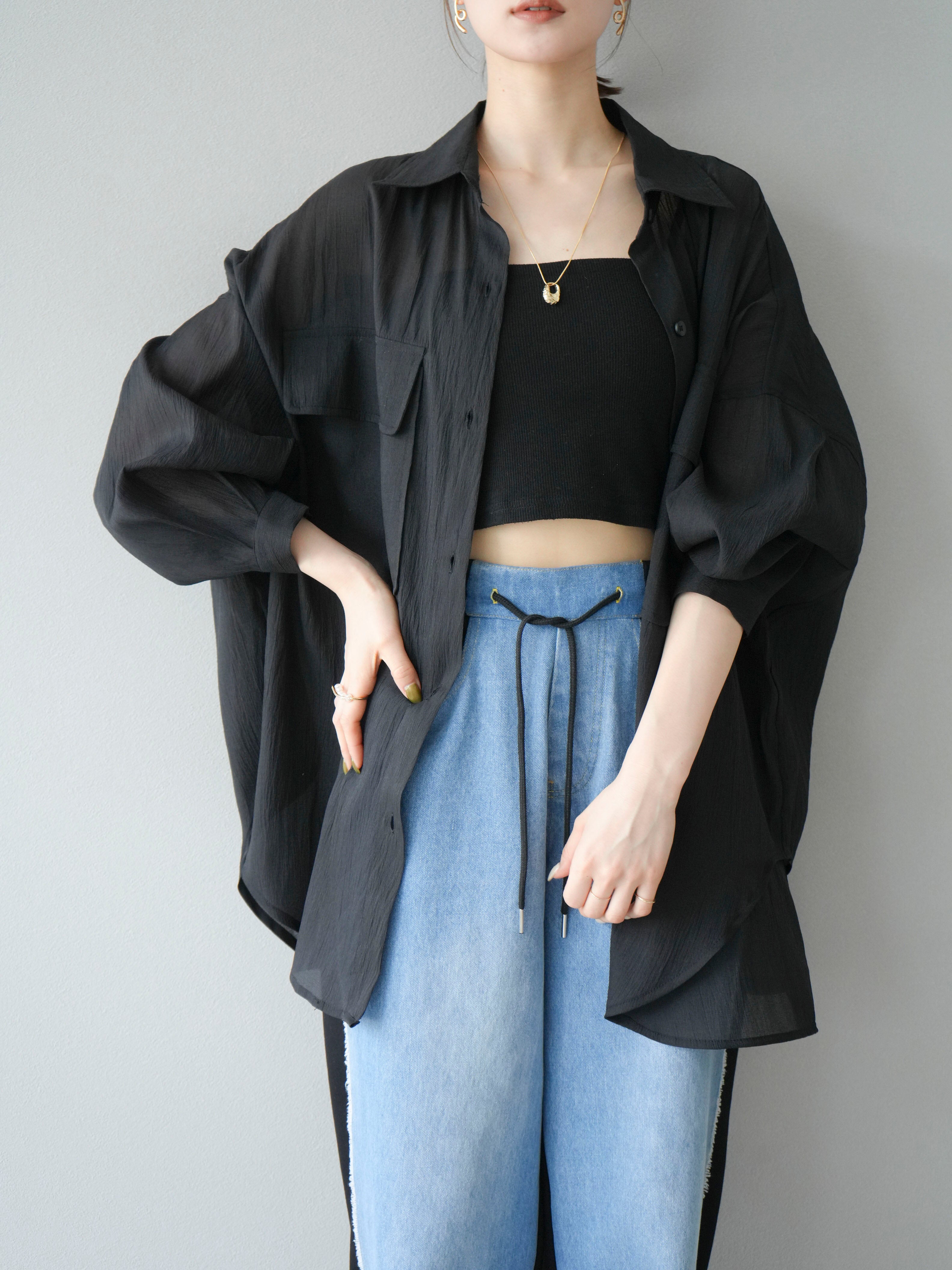 予約]BIGポケットオーバーシアーシャツ/ブラック – Lumier