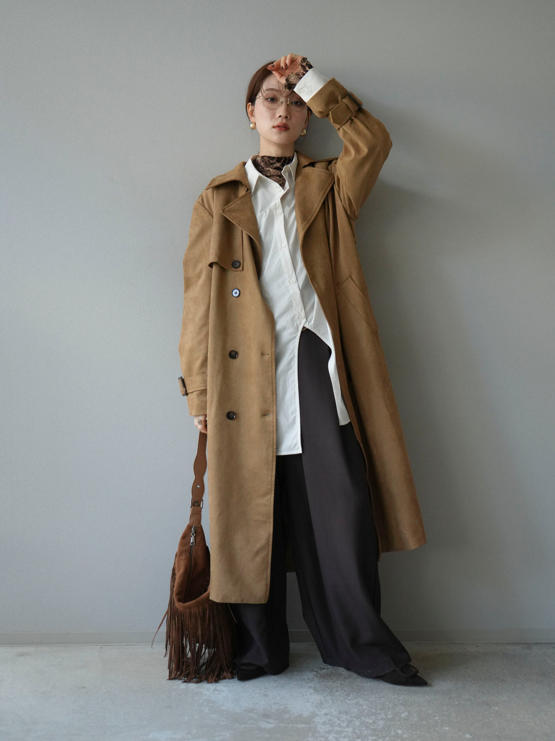 [予約]スエードトレンチコート/キャメル