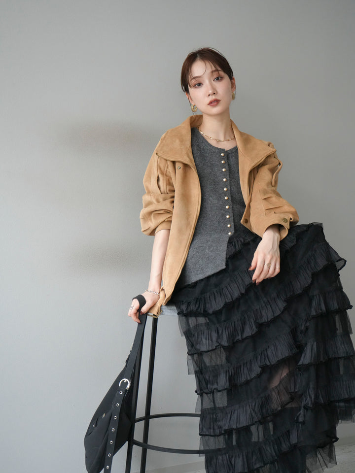 [予約]スエードライダースジャケット/ベージュ