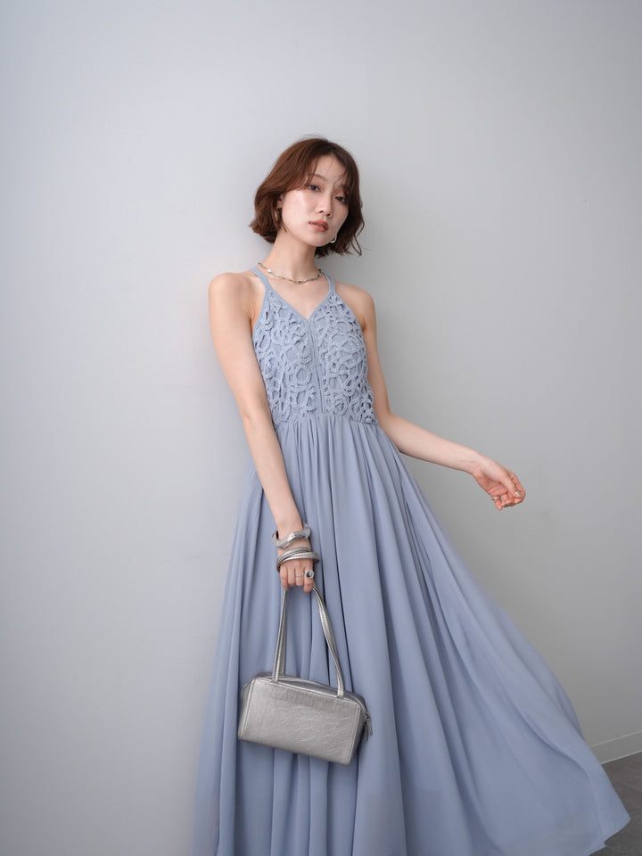 [予約]クロシェシフォンキャミワンピース/lightblue