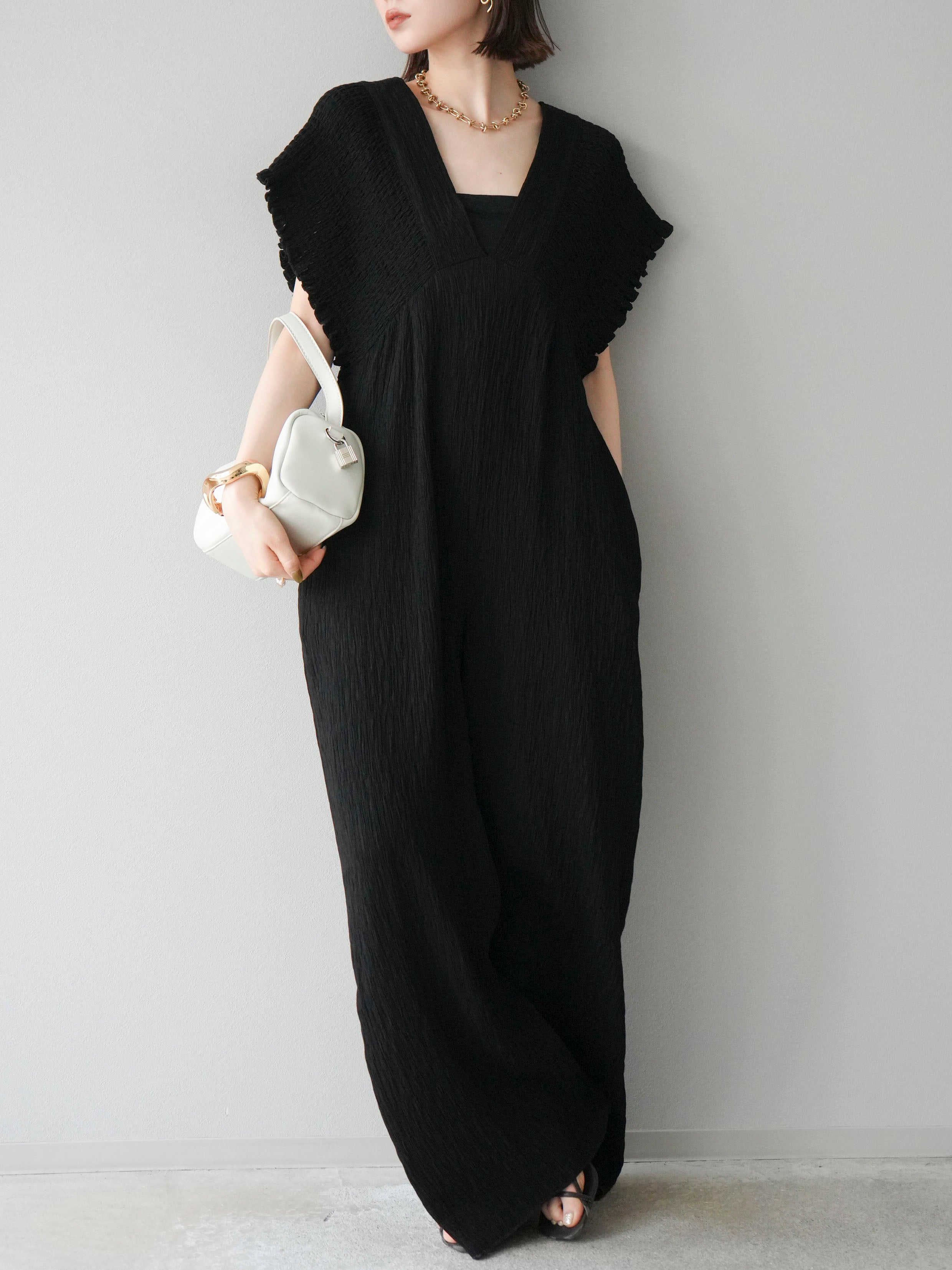 SET]楊柳シャーリングサロペット+楊柳シャーリングサロペット(2set