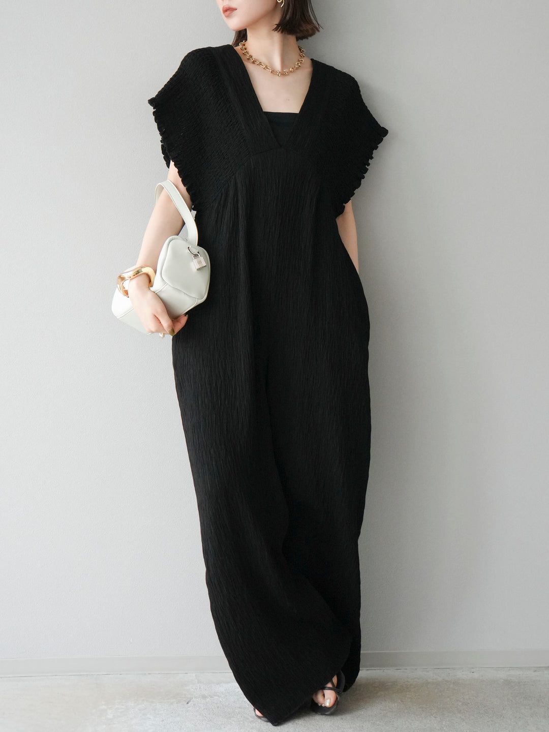 [SET]楊柳シャーリングサロペット+楊柳シャーリングサロペット(2set)