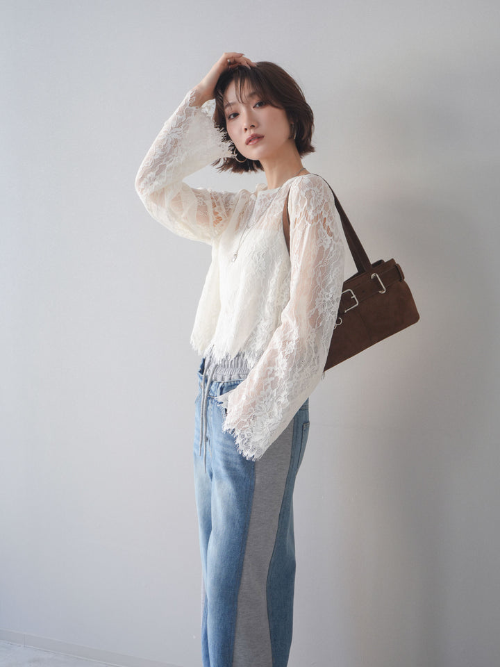 [予約]2WAYスリーブレーストップス/ivory