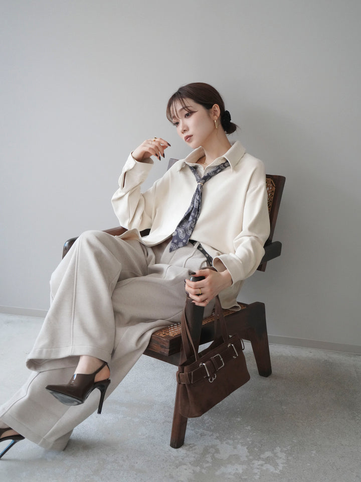 [予約]スカーフ付きスエードシャツ/ivory