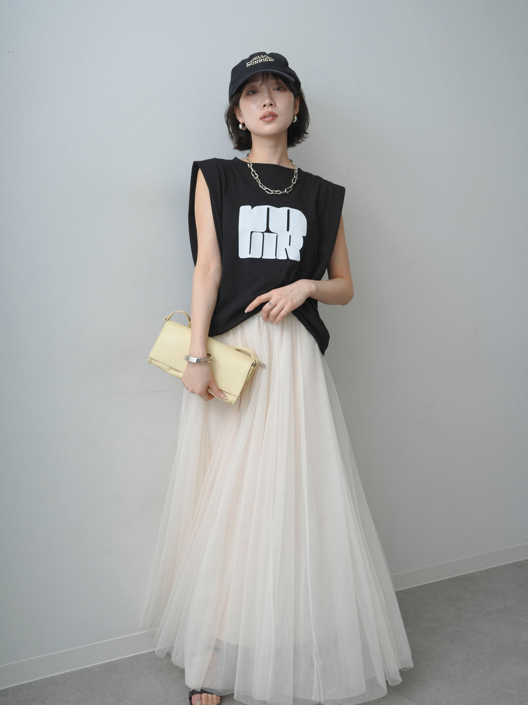 [先行販売！]ショルダータックノースリーブオーバーTEE+ショルダータックノースリーブオーバーTEE(2set)