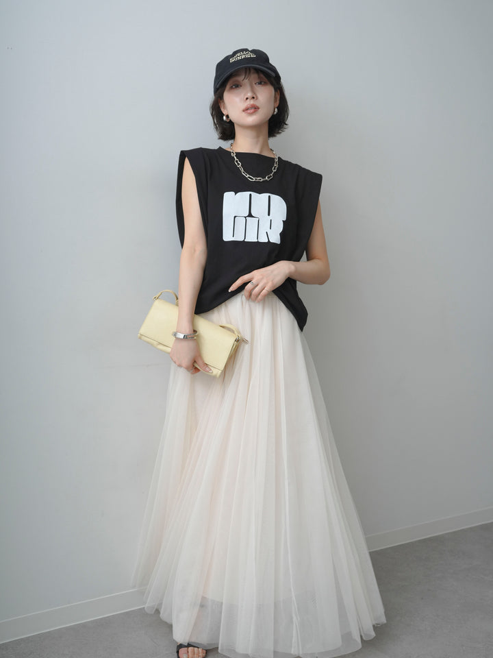 [先行販売！]ショルダータックノースリーブオーバーTEE+ショルダータックノースリーブオーバーTEE(2set)