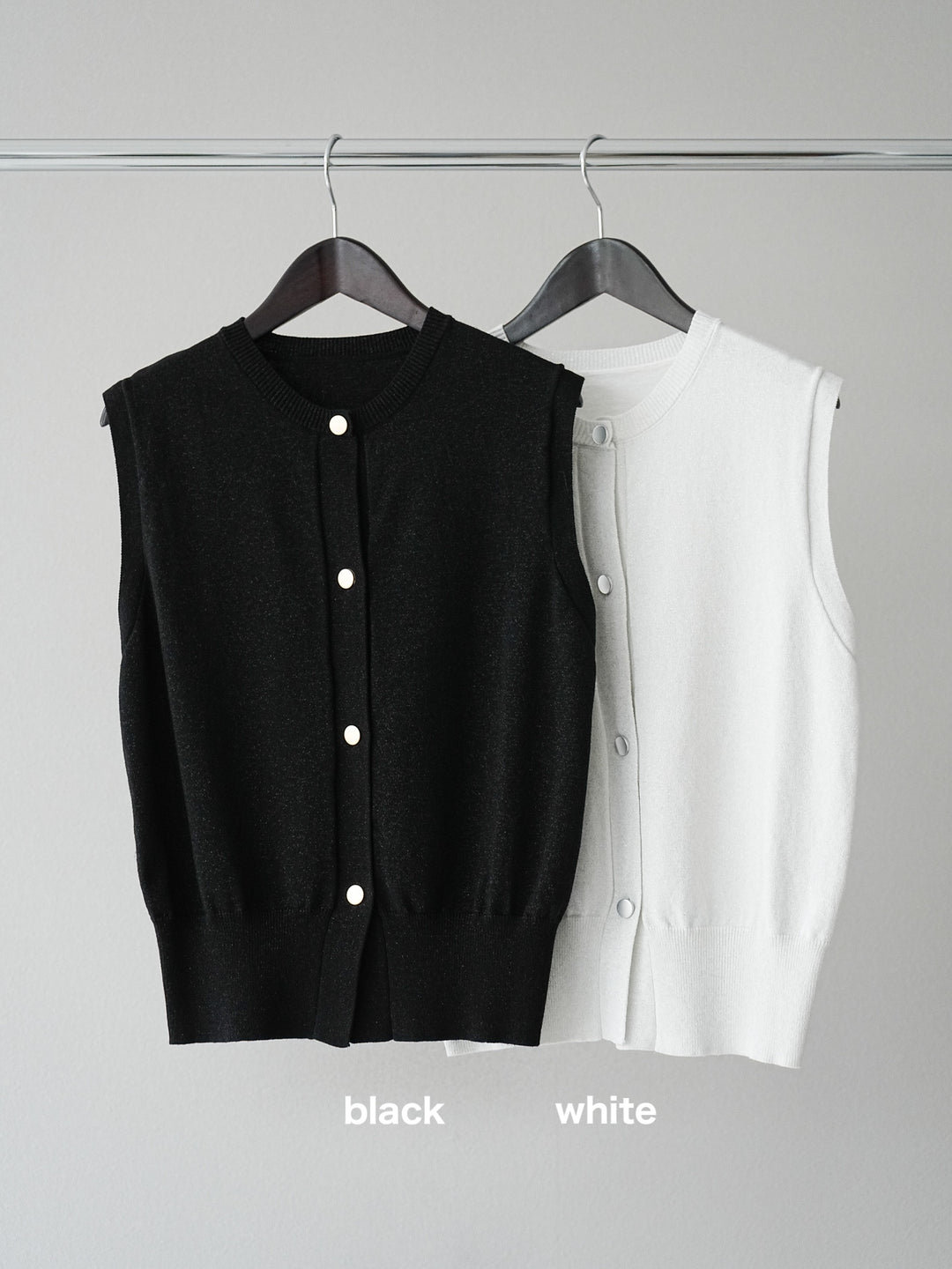 [SET] 金銀絲針織背心 + 透視格紋寬鬆褲 (2 件套)