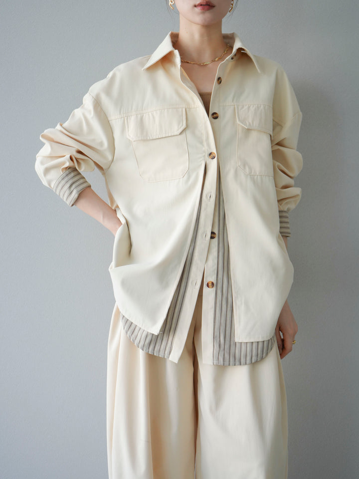 [予約]ストライプレイヤードシャツ/アイボリー