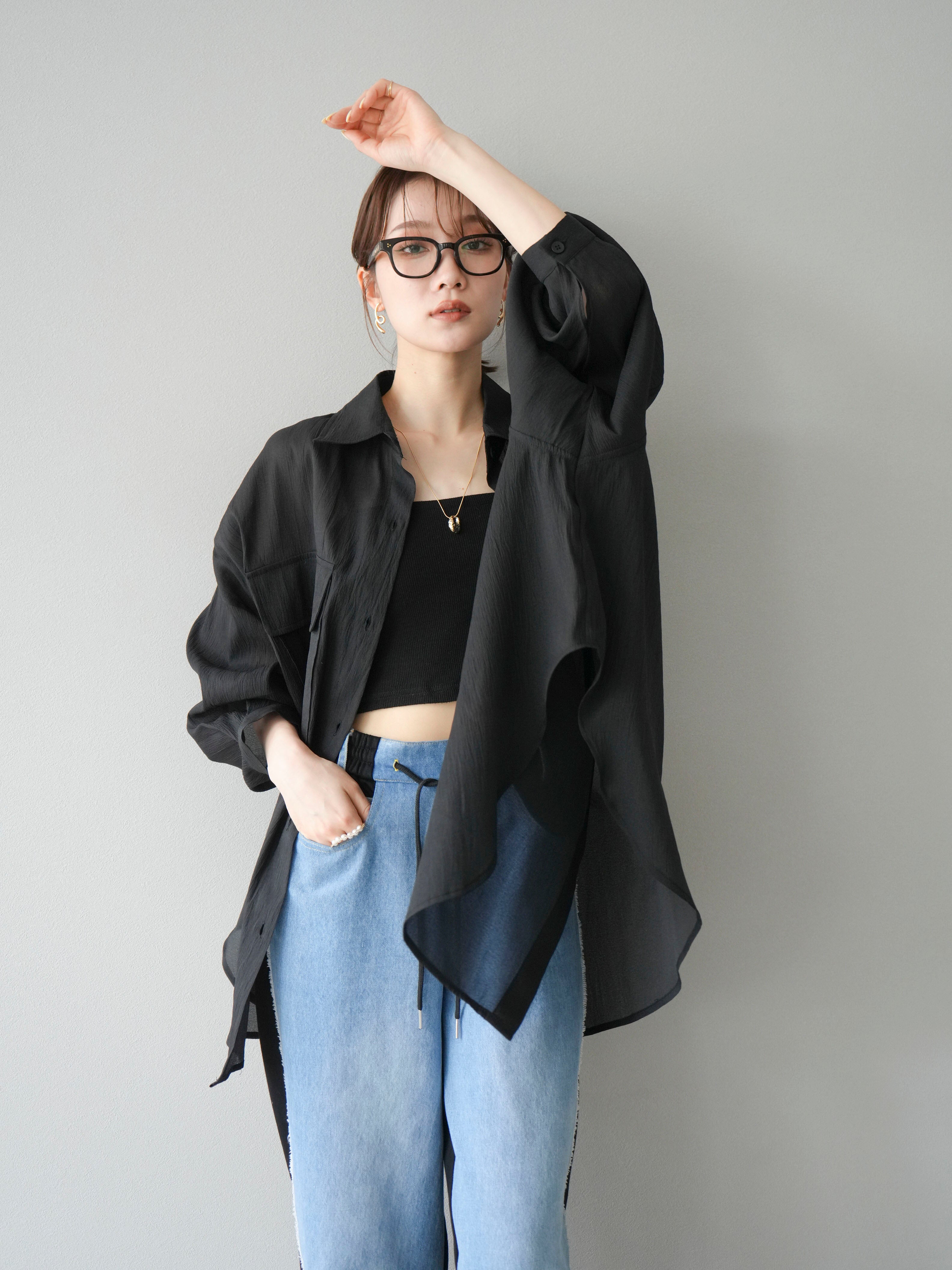 予約]BIGポケットオーバーシアーシャツ/ブラック – Lumier