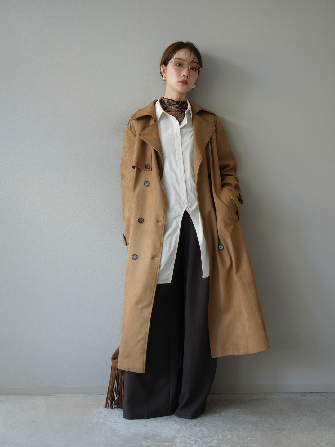 [予約]スエードトレンチコート/キャメル
