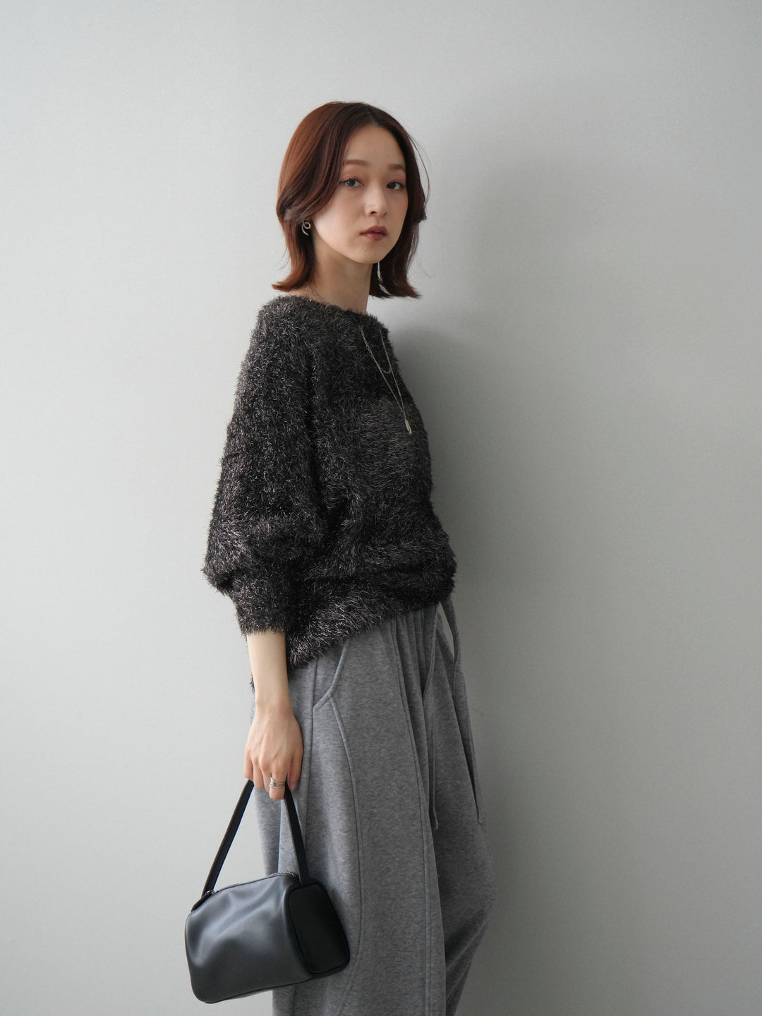 [予約]ラメシャギードルマンニットプルオーバー/brown