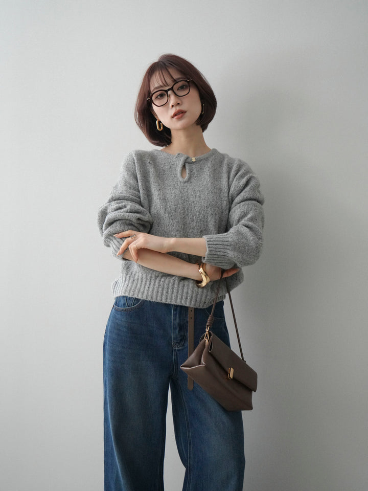 [SET]ツイストネックラメネップヤーンニットプルオーバー+選べるアクセセット(2set)