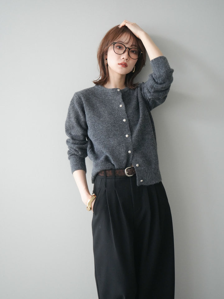 [SET]アンティークボタンニットカーディガン+選べるアクセセット(2set)