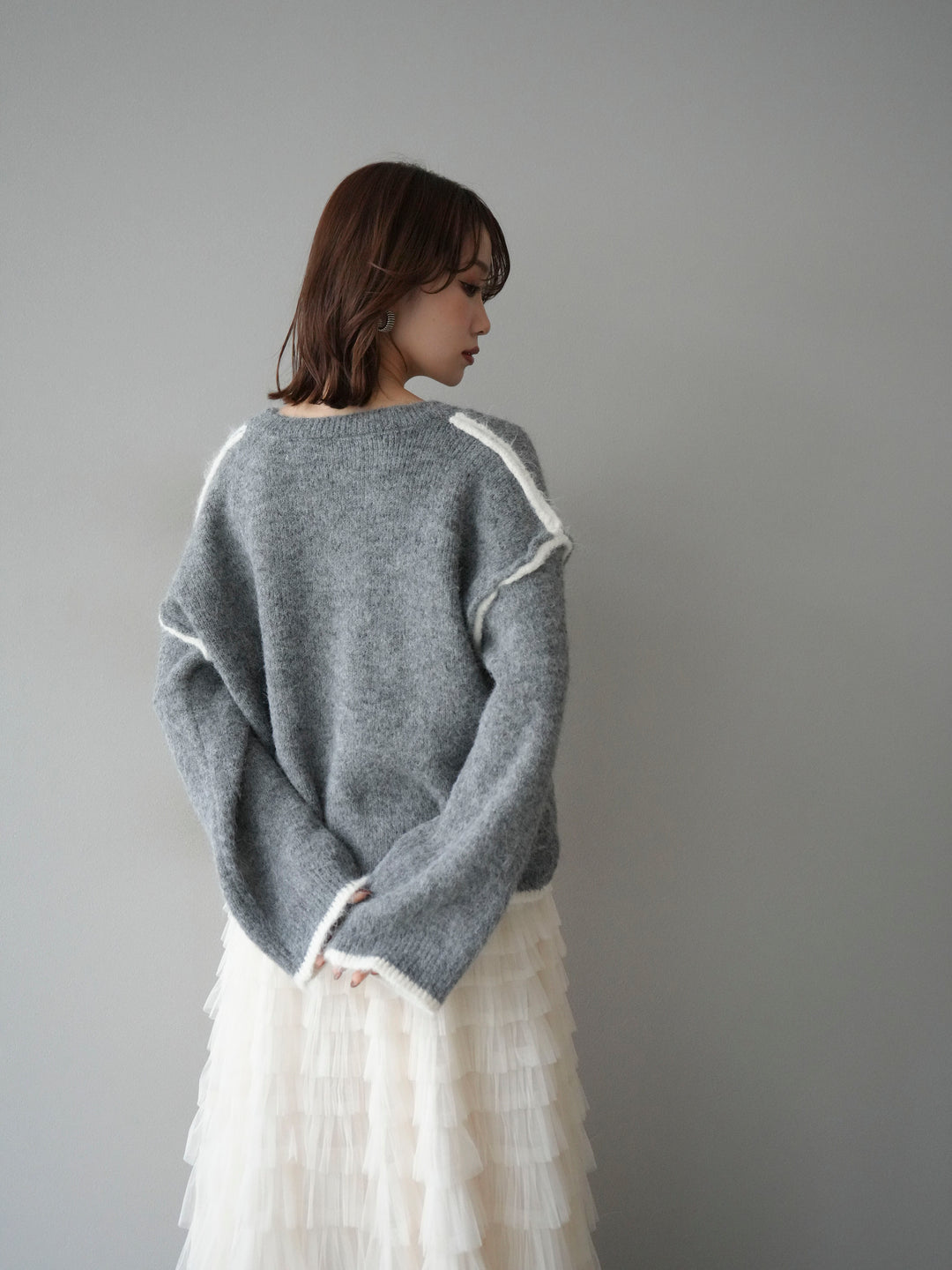 [SET]バイカラーレイヤードデザインニットプルオーバー+バイカラーレイヤードデザインニットプルオーバー(2set)