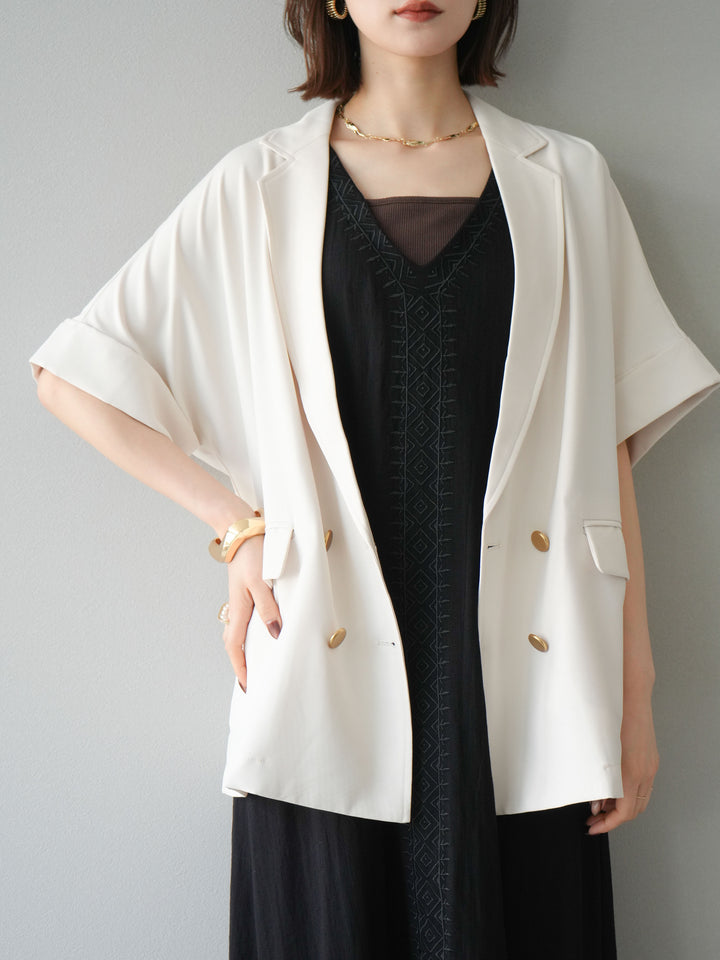 [予約]刺繍Vネックワンピース/ブラック