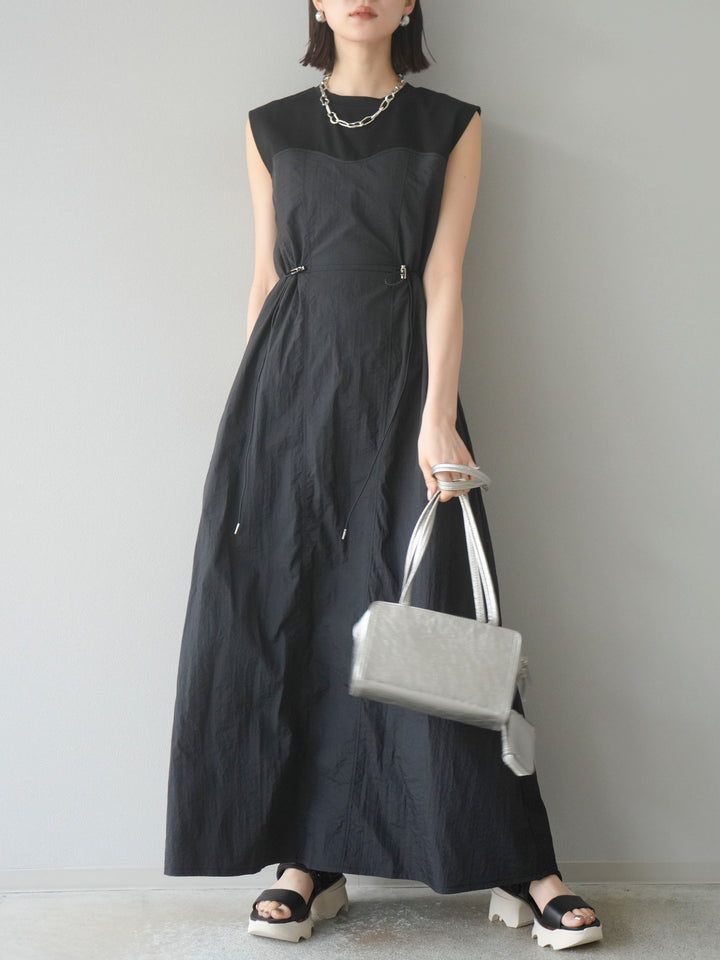 [SET] 剪裁對接尼龍洋裝 + 可選飾品套裝 (2 套)