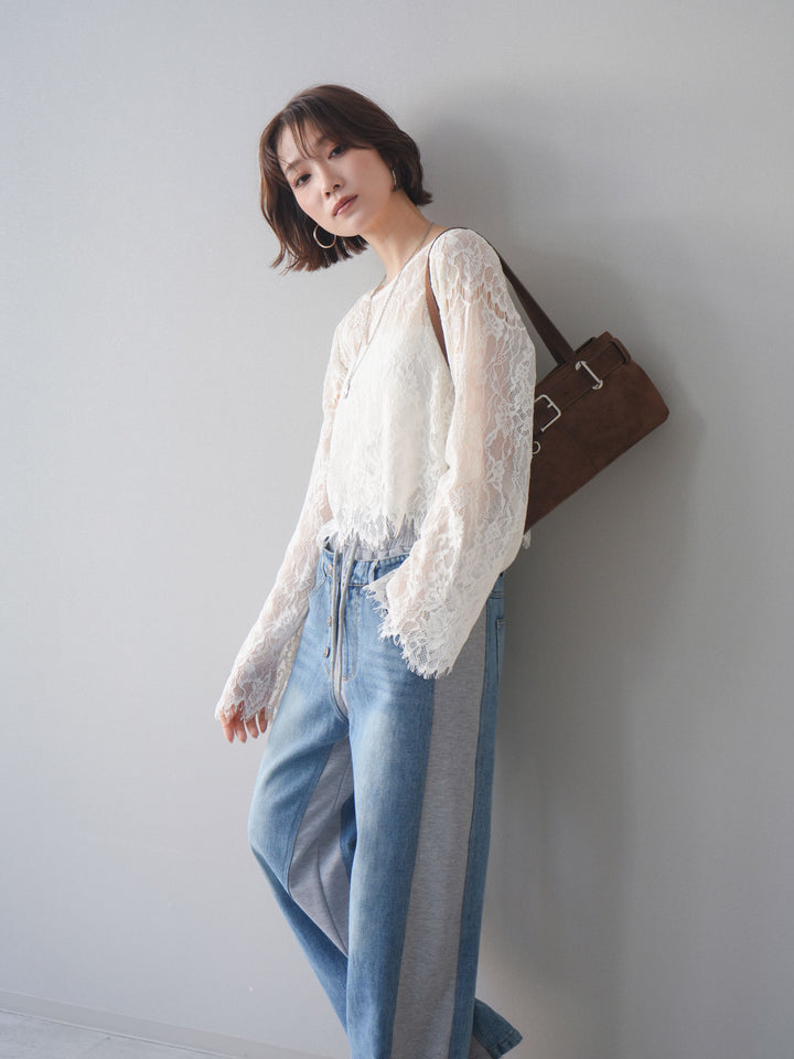 [予約]2WAYスリーブレーストップス/ivory