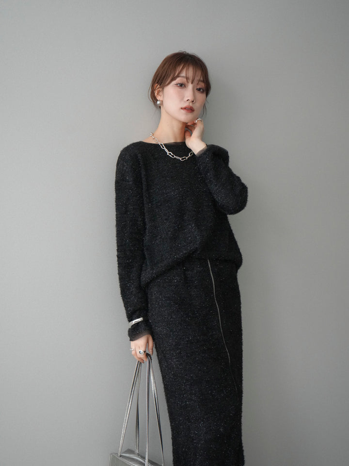 [予約]ラメシャギートップス/black