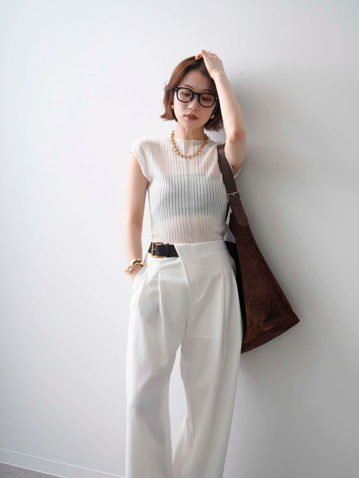 [予約]シアーリブフレンチニットトップス/white