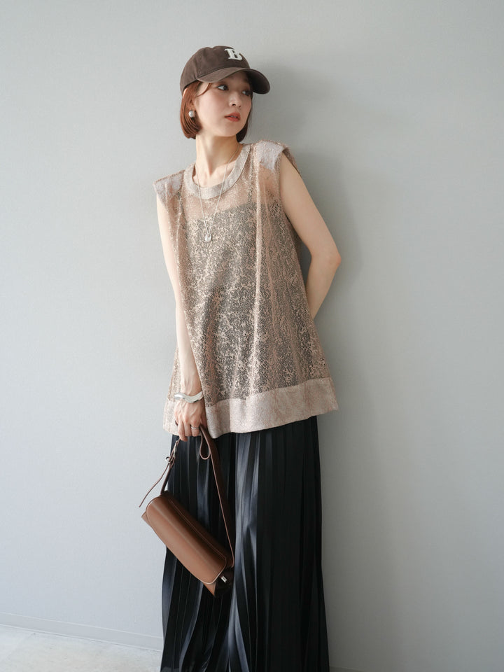 [予約]シャイニーレースプルオーバー/ブラウン