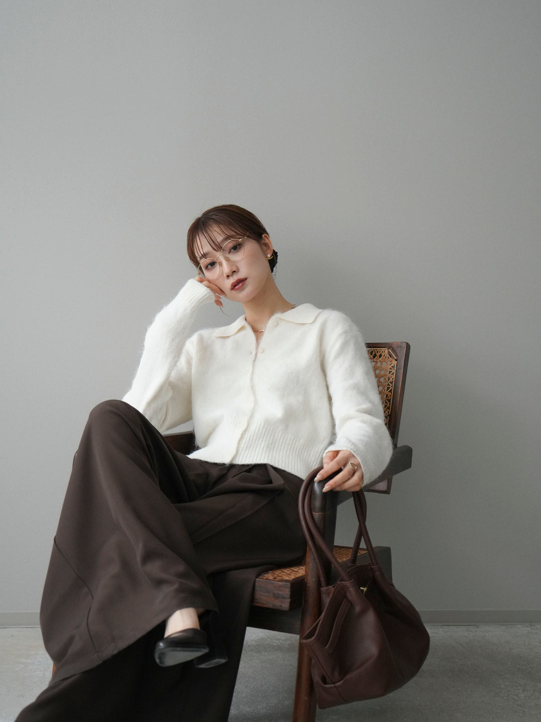 [予約]モヘア衿付きボタンプルオーバー/off