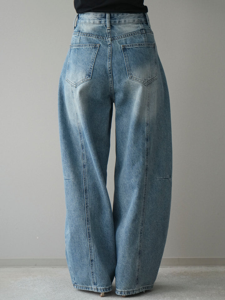 [予約]ガーメントウォッシュカーブデニムパンツ/lightblue