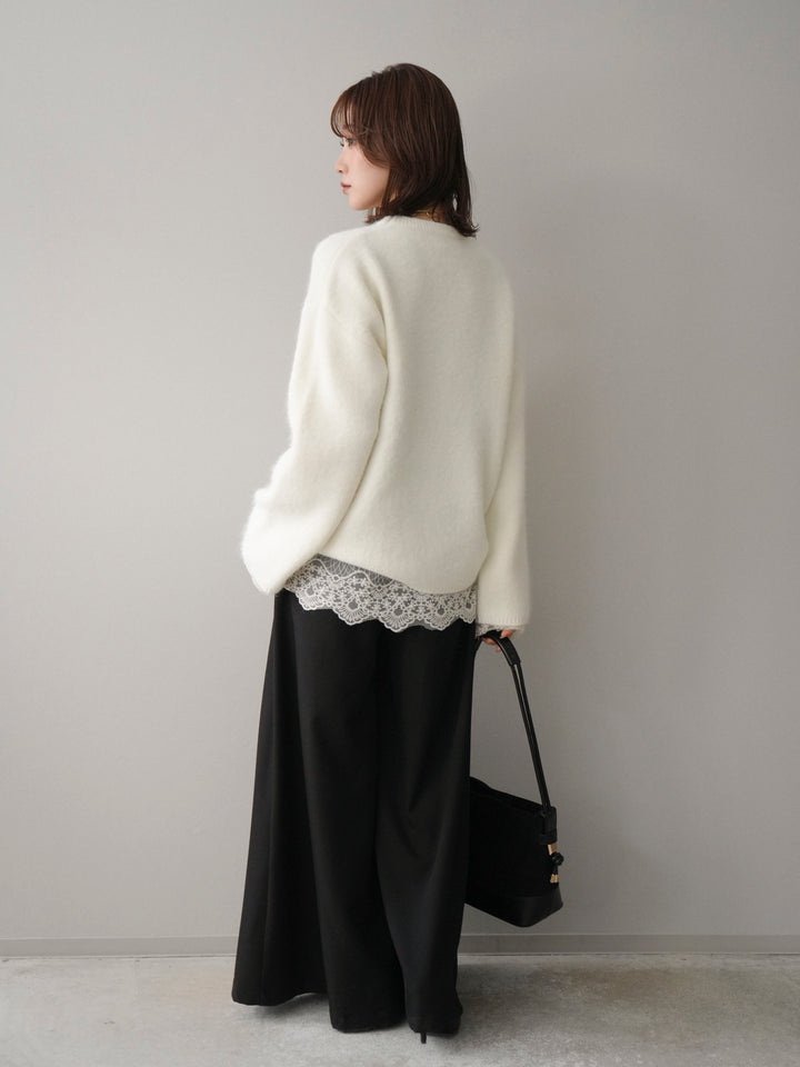 [予約]アンゴラタッチクルーネックニットプルオーバー/white