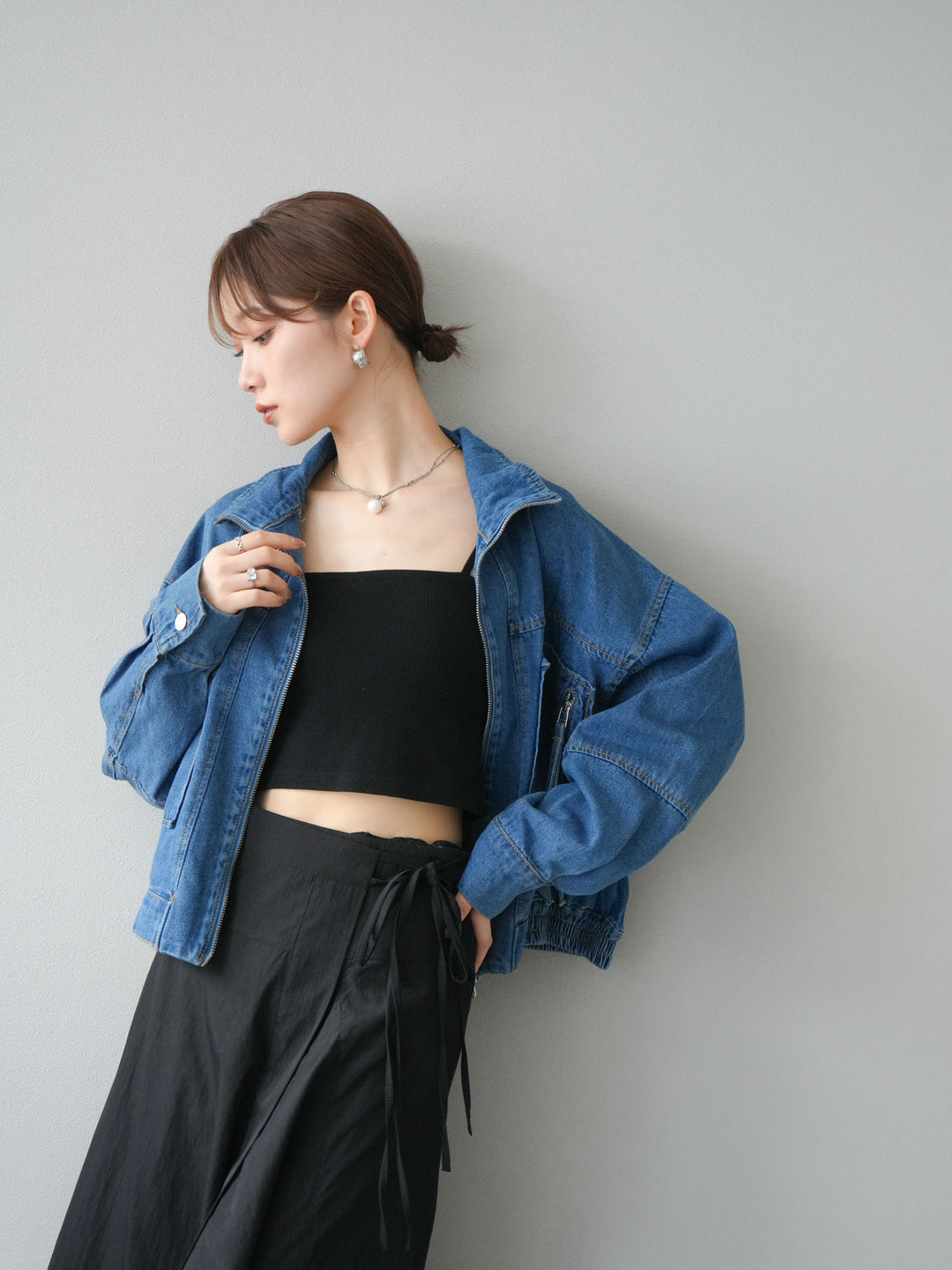 [予約]ZIPポケットデニムショートブルゾン/ブルー