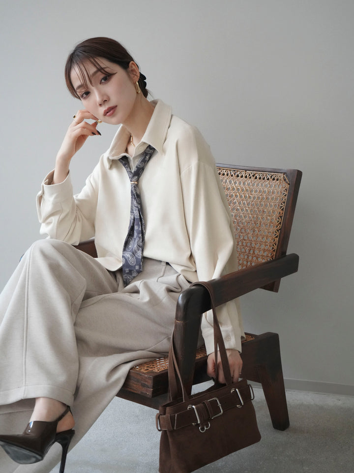 [予約]スカーフ付きスエードシャツ/ivory