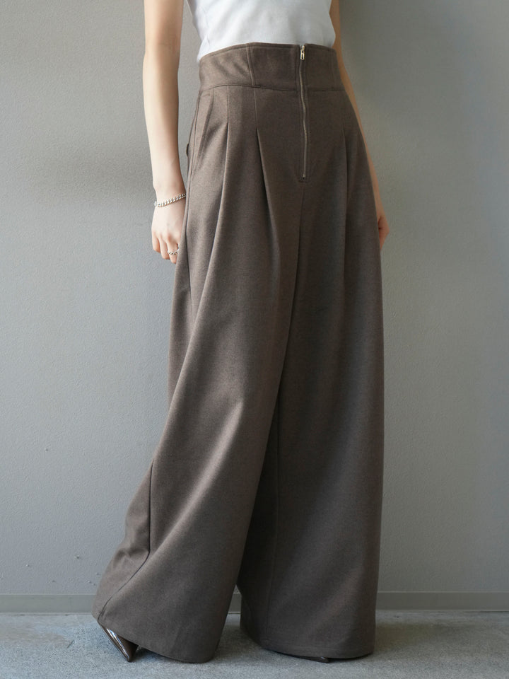 [予約]ウールタッチフロントジップパンツ/mocha