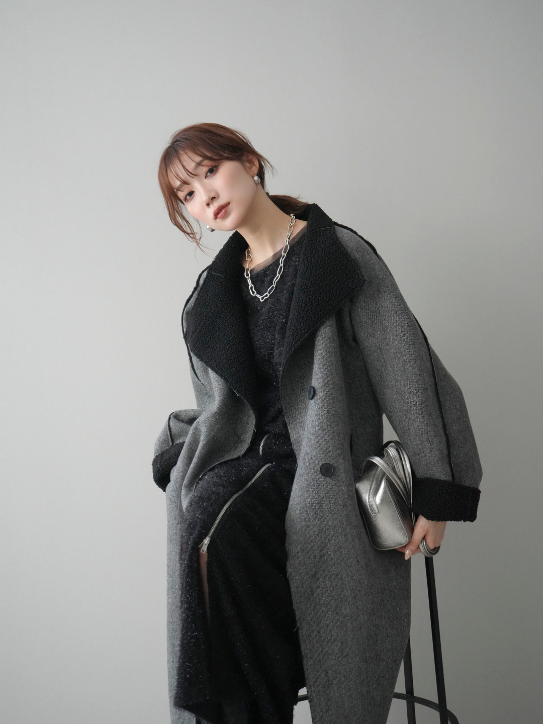 [予約]アウトシーム裏ボアコート/gray