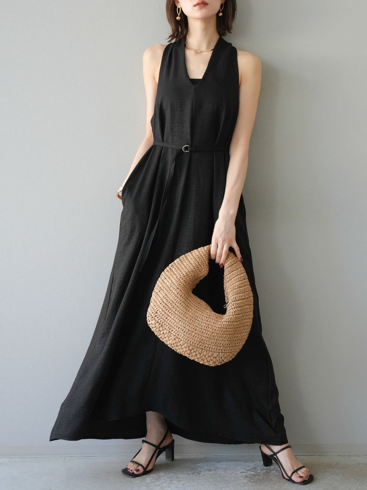 【預購】環形設計不均勻染色洋裝/黑色