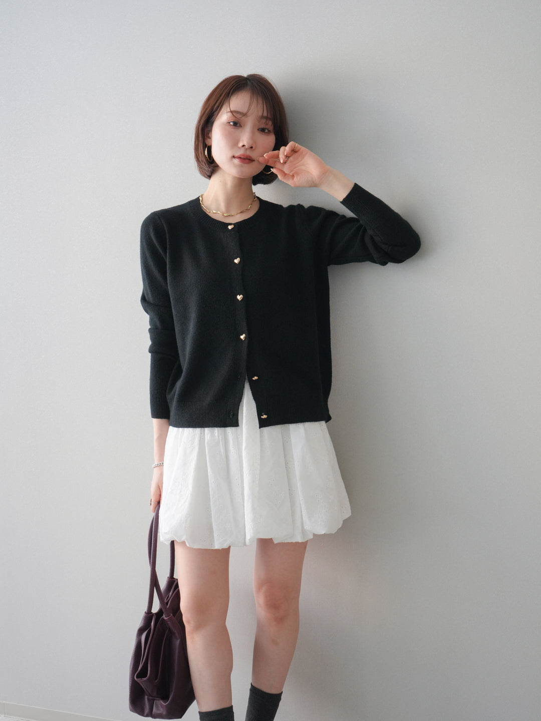 [SET]ハートボタンニットカーディガン+ハートボタンニットカーディガン(2set)