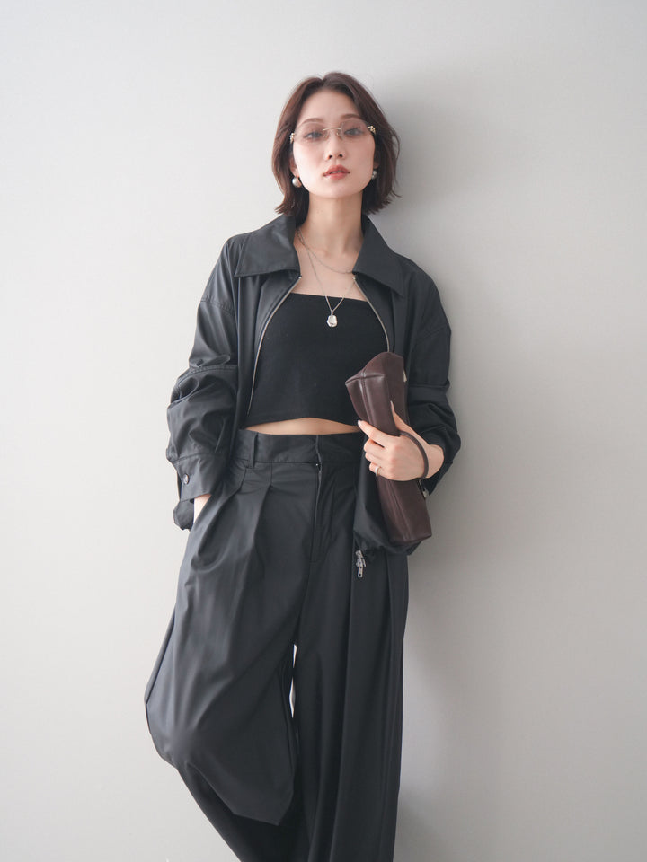 [予約]ウォッシャブルフェイクレザーバルーンジャケット/black