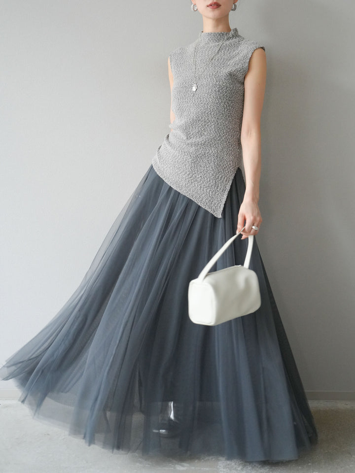 [予約]チュールボリュームスカート/グレー