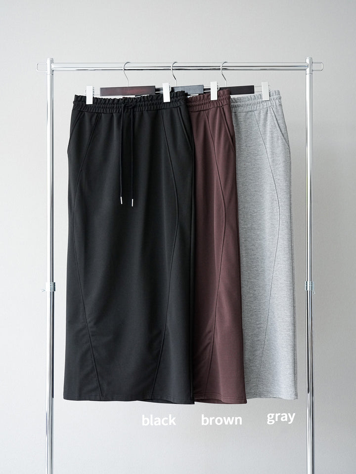 [SET]Vネックレーヨンニットベスト+スウェットロングスカート(2set)