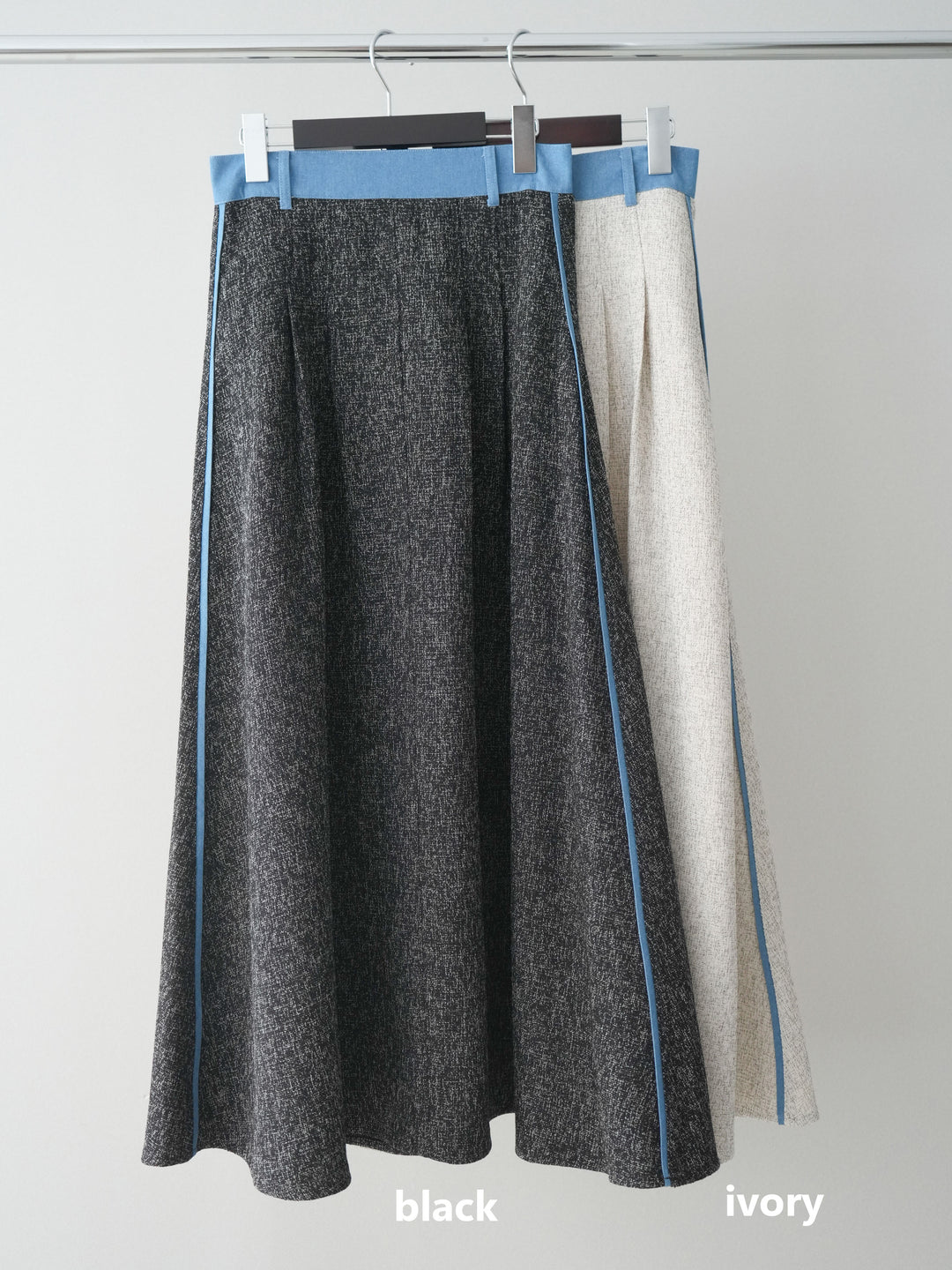 [SET]異素材サマーツイードシャツ+異素材サマーツイードタックフレアスカート(2set)