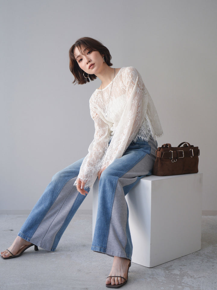 [予約]2WAYスリーブレーストップス/ivory