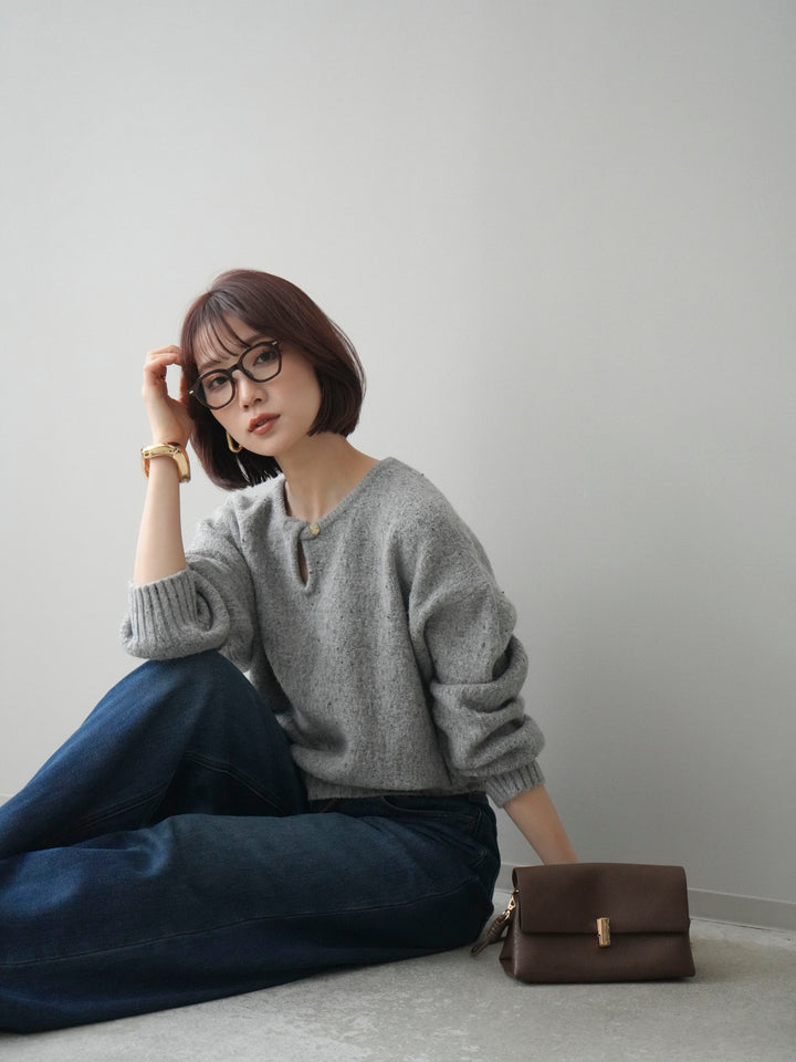 [SET]ツイストネックラメネップヤーンニットプルオーバー+ツイストネックラメネップヤーンニットプルオーバー(2set)