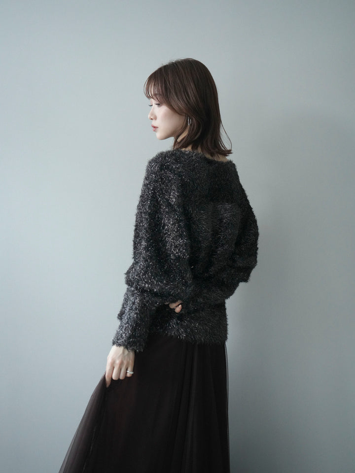 [予約]ラメシャギードルマンニットプルオーバー/brown