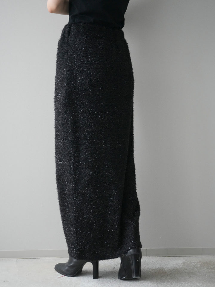 [予約]ラメシャギーフロントジップスカート/black