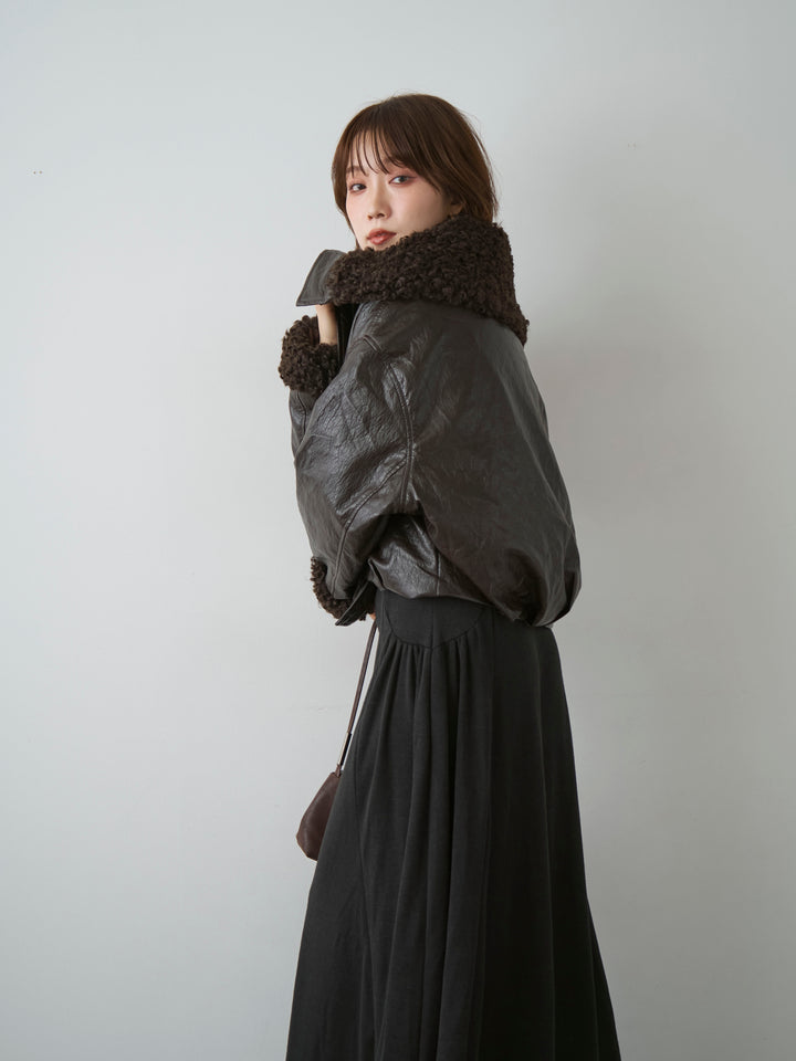 [SET]モックネックドレープニットソーワンピース+モックネックドレープニットソーワンピース(2set)