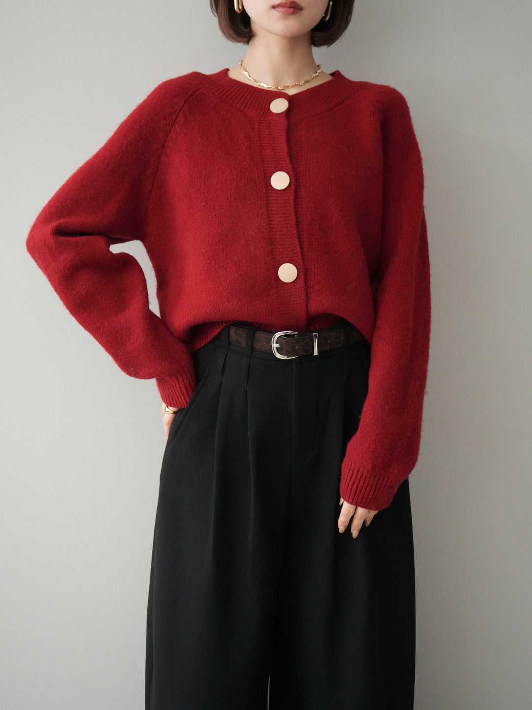 [SET]BIGボタンニットカーディガン+BIGボタンニットカーディガン(2set)