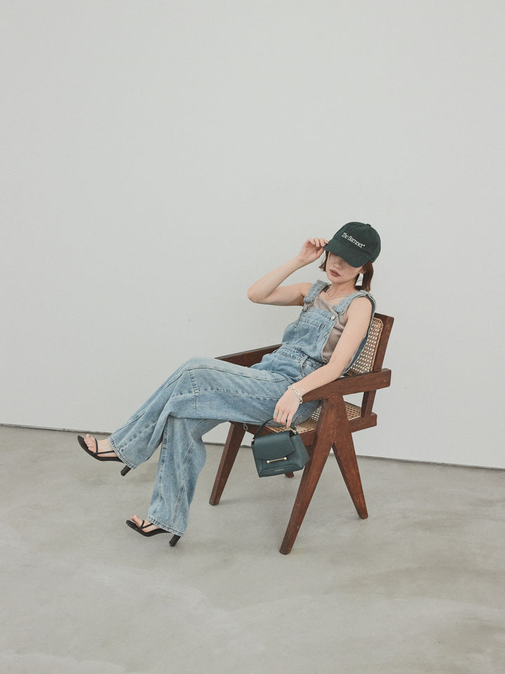 [予約]センターシームデニムサロペット /ライトブルー