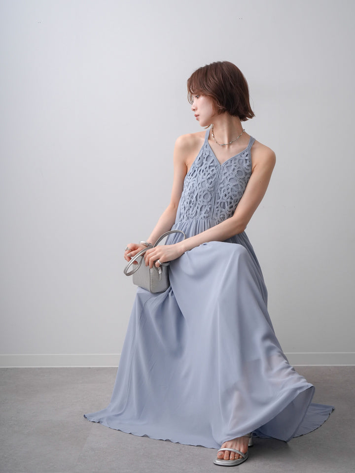 [予約]クロシェシフォンキャミワンピース/lightblue