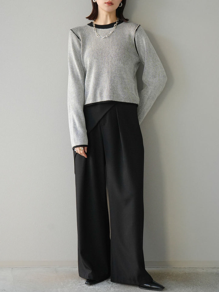 [套裝] 雙面配色羅紋針織套頭衫 + 可選飾品套裝（2 套）