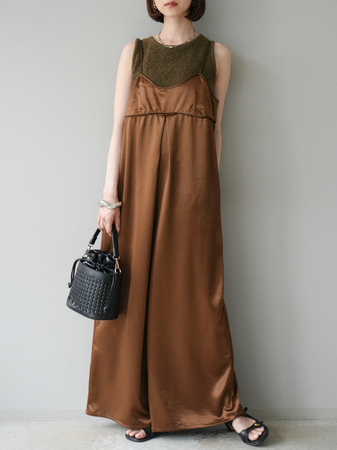 [予約]ブークレニットタンクトップ/カーキ