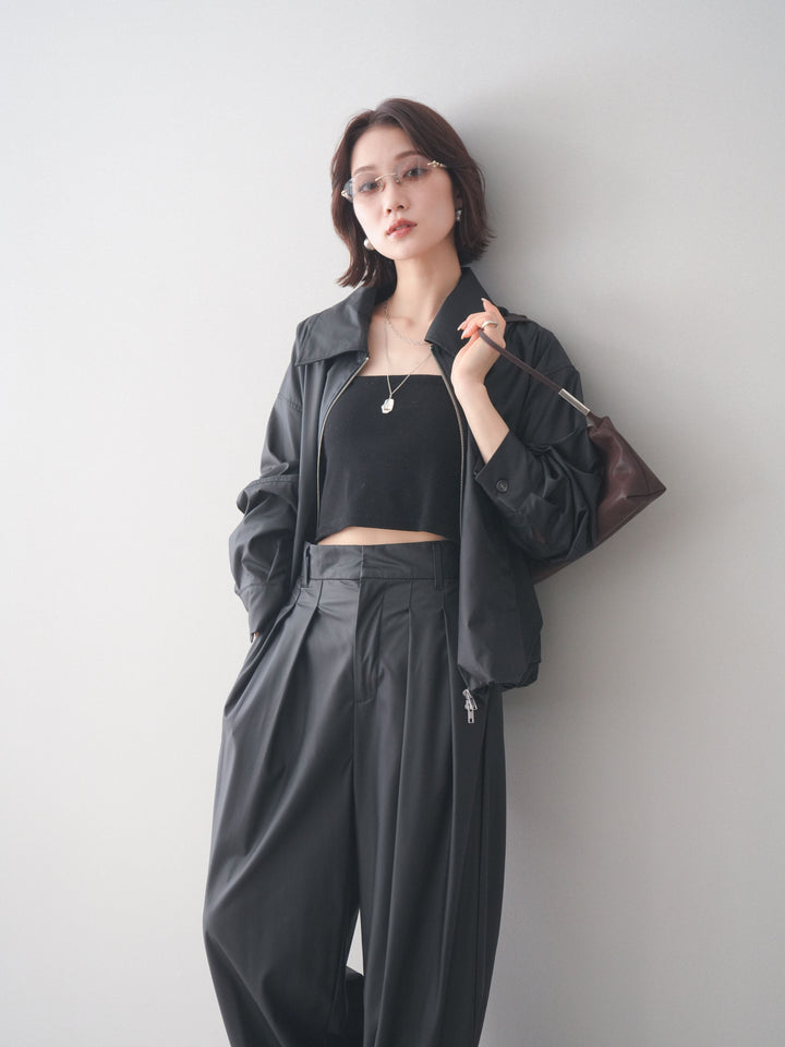 [予約]ウォッシャブルフェイクレザーバルーンジャケット/black